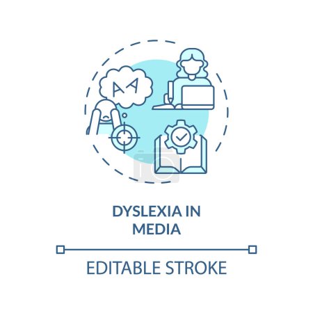 Illustration for 2D editable blue icon dyslexia in media concept, simple isolated vector, dyslexia thin line illustration. - Royalty Free Image