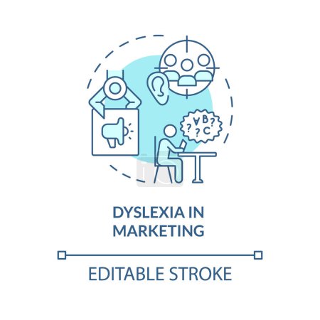 Illustration for 2D editable blue icon dyslexia in marketing concept, simple isolated vector, dyslexia thin line illustration. - Royalty Free Image