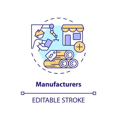 Illustration for 2D editable manufacturers thin line icon concept, isolated vector, multicolor illustration representing vendor management. - Royalty Free Image