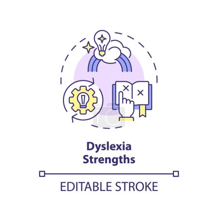 Illustration for 2D editable multicolor icon dyslexia strengths concept, simple isolated vector, dyslexia thin line illustration. - Royalty Free Image