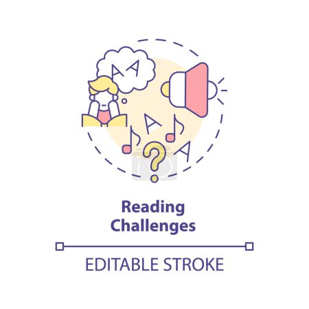 Illustration for 2D editable multicolor icon reading challenges concept, simple isolated vector, dyslexia thin line illustration. - Royalty Free Image
