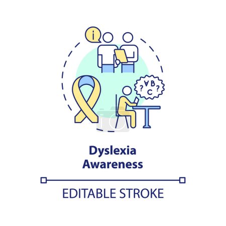 Illustration for 2D editable multicolor icon dyslexia awareness concept, simple isolated vector, dyslexia thin line illustration. - Royalty Free Image