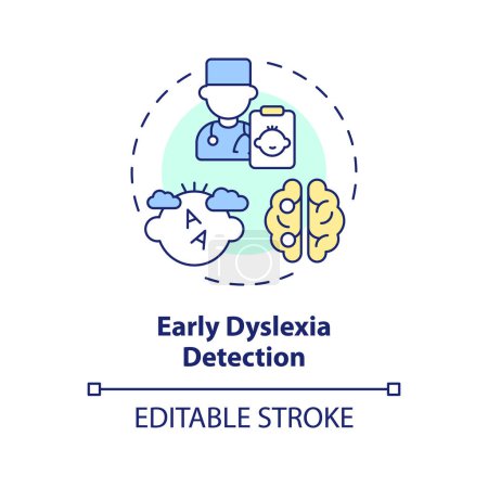 Illustration for 2D editable multicolor icon early dyslexia detection concept, simple isolated vector, dyslexia thin line illustration. - Royalty Free Image