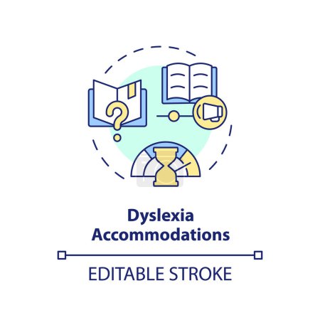 Illustration for 2D editable multicolor icon dyslexia accomodations concept, simple isolated vector, dyslexia thin line illustration. - Royalty Free Image