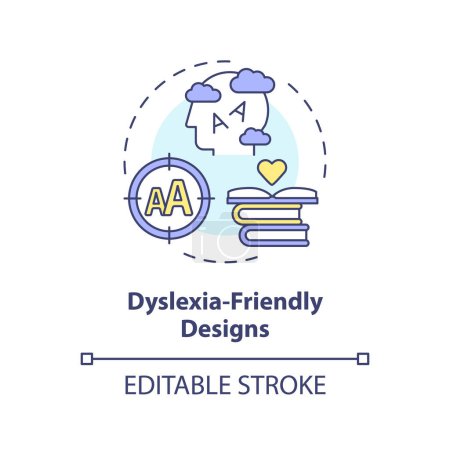 Illustration for 2D editable multicolor icon dyslexia friendly designs concept, simple isolated vector, dyslexia thin line illustration. - Royalty Free Image