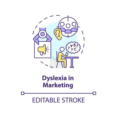 Illustration for 2D editable multicolor icon dyslexia in marketing concept, simple isolated vector, dyslexia thin line illustration. - Royalty Free Image
