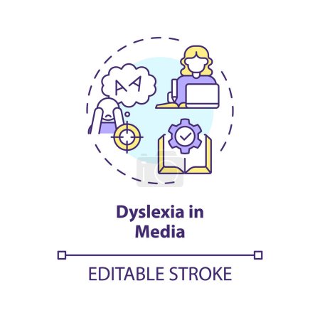 Illustration for 2D editable multicolor icon dyslexia in media concept, simple isolated vector, dyslexia thin line illustration. - Royalty Free Image