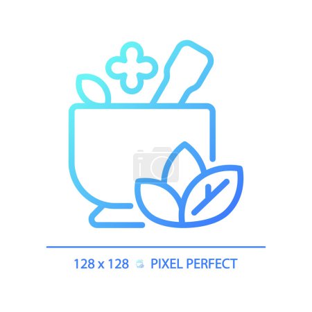 Illustration for 2D pixel perfect blue gradient ayurveda icon, isolated vector, meditation thin line illustration. - Royalty Free Image