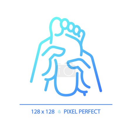 Ilustración de Icono de masaje de pie degradado azul perfecto píxel 2D, vector aislado, ilustración de línea delgada. - Imagen libre de derechos
