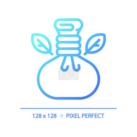 Illustration for 2D pixel perfect blue gradient herbal compress icon, isolated vector, meditation thin line illustration. - Royalty Free Image