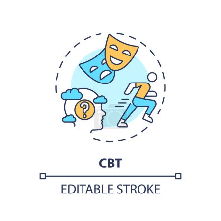 Illustration for 2D editable CBT thin line icon concept, isolated vector, multicolor illustration representing behavioral therapy. - Royalty Free Image