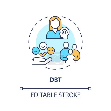 Illustration for 2D editable DBT thin line icon concept, isolated vector, multicolor illustration representing behavioral therapy. - Royalty Free Image