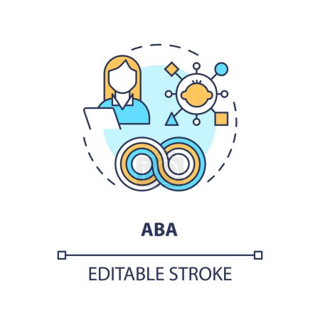 Illustration for 2D editable ABA thin line icon concept, isolated vector, multicolor illustration representing behavioral therapy. - Royalty Free Image