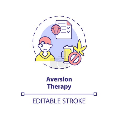 Illustration for 2D editable aversion therapy thin line icon concept, isolated vector, multicolor illustration representing behavioral therapy. - Royalty Free Image