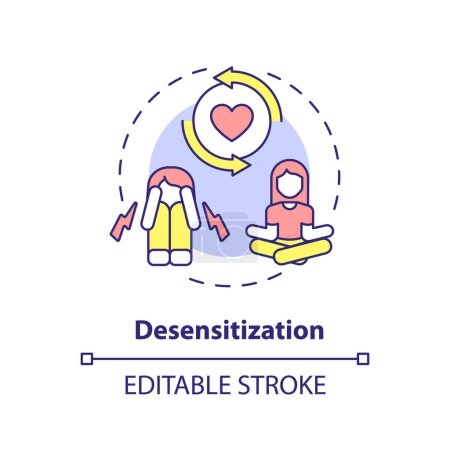 Illustration for 2D editable desensitization thin line icon concept, isolated vector, multicolor illustration representing behavioral therapy. - Royalty Free Image