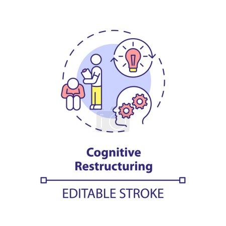 Illustration for 2D editable cognitive restructuring thin line icon concept, isolated vector, multicolor illustration representing behavioral therapy. - Royalty Free Image