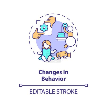 Illustration for 2D editable changes in behavior thin line icon concept, isolated vector, multicolor illustration representing behavioral therapy. - Royalty Free Image