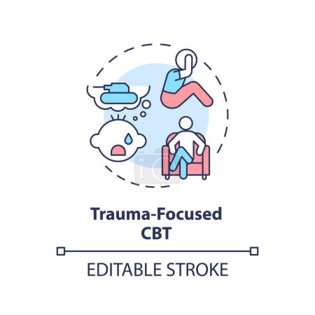 Illustration for 2D editable trauma focused CBT thin line icon concept, isolated vector, multicolor illustration representing behavioral therapy. - Royalty Free Image