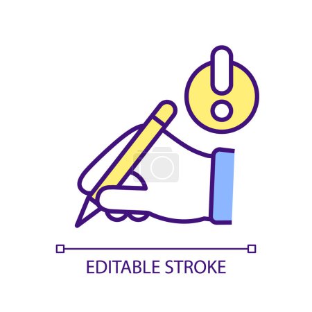 Illustration for 2D editable writing difficulties icon representing dyslexia, isolated vector, multicolor thin line illustration. - Royalty Free Image