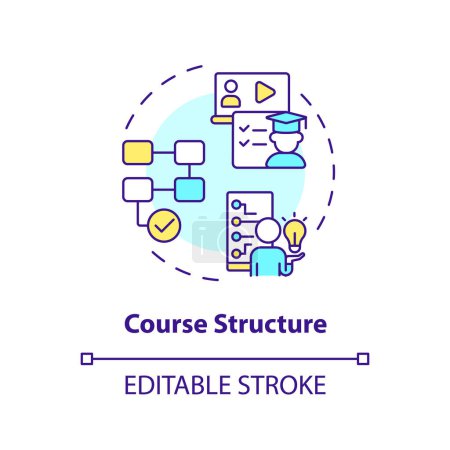 Illustration for 2D editable multicolor icon course structure concept, simple isolated vector, MOOC thin line illustration. - Royalty Free Image