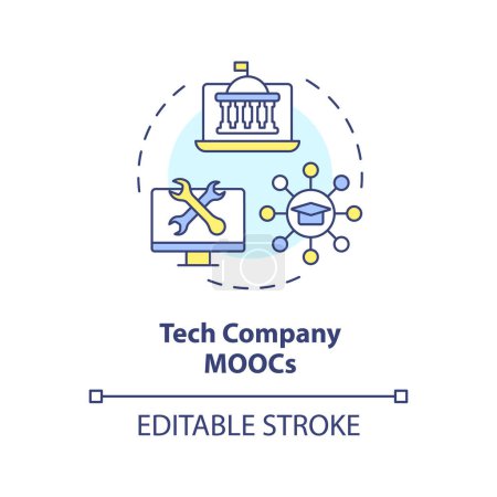 Illustration for 2D editable multicolor icon tech company MOOCs concept, simple isolated vector, MOOC thin line illustration. - Royalty Free Image