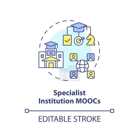 Illustration for 2D editable multicolor icon specialist institution MOOCs concept, simple isolated vector, MOOC thin line illustration. - Royalty Free Image