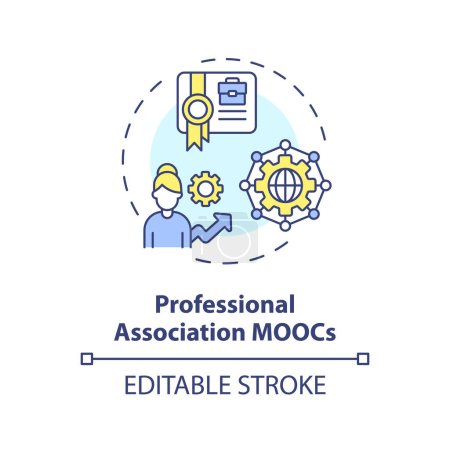 Illustration for 2D editable multicolor icon professional association MOOCs concept, simple isolated vector, MOOC thin line illustration. - Royalty Free Image