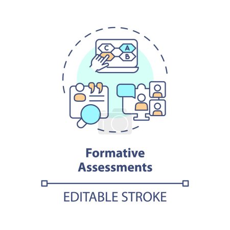 Illustration for 2D editable multicolor icon formative assessments concept, simple isolated vector, MOOC thin line illustration. - Royalty Free Image
