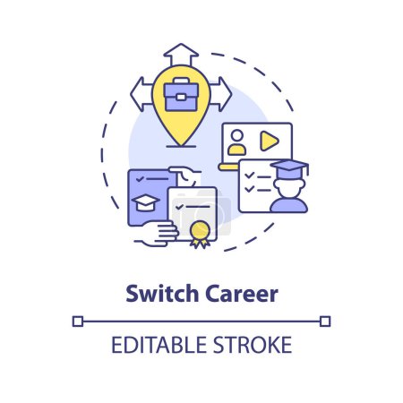 Illustration for 2D editable multicolor icon switch career concept, simple isolated vector, MOOC thin line illustration. - Royalty Free Image