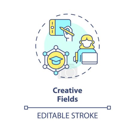 Illustration for 2D editable multicolor icon creative fields concept, simple isolated vector, MOOC thin line illustration. - Royalty Free Image