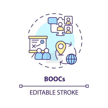 Illustration for 2D editable multicolor icon BOOCs concept, simple isolated vector, MOOC thin line illustration. - Royalty Free Image