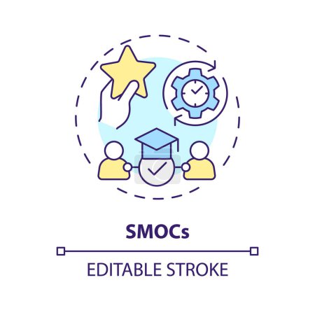 Illustration for 2D editable multicolor icon SMOCs concept, simple isolated vector, MOOC thin line illustration. - Royalty Free Image