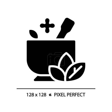 Illustration for 2D pixel perfect silhouette glyph style ayurveda icon, isolated vector, meditation illustration, solid pictogram. - Royalty Free Image