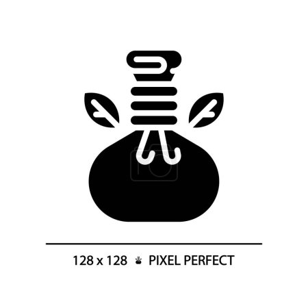 Illustration for 2D pixel perfect silhouette glyph style herbal compress icon, isolated vector, meditation illustration, solid pictogram. - Royalty Free Image