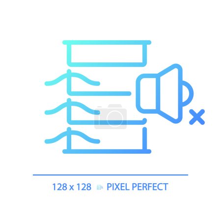 Téléchargez les illustrations : Icône de dégradé acoustique 2D pixel parfait gradient, vecteur isolé, insonorisation illustration ligne fine bleue. - en licence libre de droit