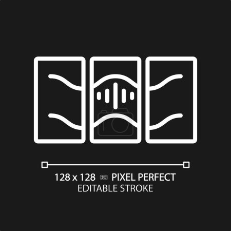 Téléchargez les illustrations : Pixel 2D parfait éditable couches insonorisées icône blanche, vecteur isolé, insonorisation ligne mince illustration. - en licence libre de droit