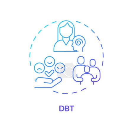 Illustration for 2D gradient DBT blue thin line icon concept, isolated vector, illustration representing behavioral therapy. - Royalty Free Image