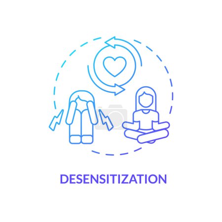 Illustration for 2D gradient desensitization blue thin line icon concept, isolated vector, illustration representing behavioral therapy. - Royalty Free Image