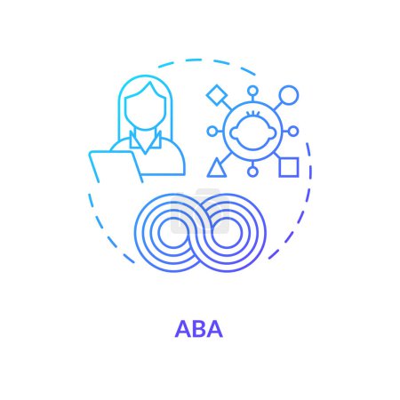 Illustration for 2D gradient ABA blue thin line icon concept, isolated vector, illustration representing behavioral therapy. - Royalty Free Image