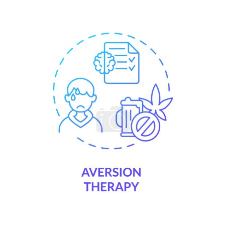 Illustration for 2D gradient aversion therapy blue thin line icon concept, isolated vector, illustration representing behavioral therapy. - Royalty Free Image