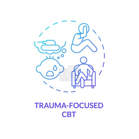 Illustration for 2D gradient trauma focused CBT blue thin line icon concept, isolated vector, illustration representing behavioral therapy. - Royalty Free Image