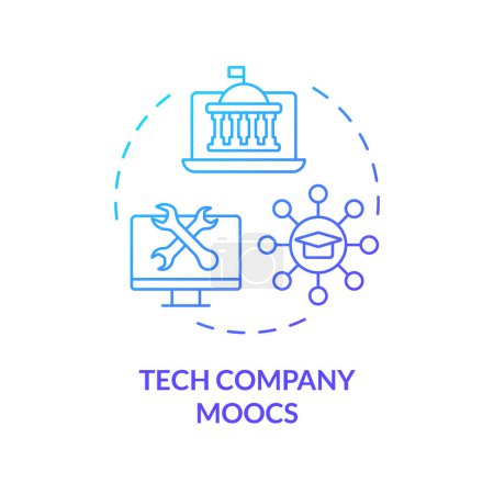 Illustration for 2D gradient icon tech company MOOCs concept, simple isolated vector, MOOC blue thin line illustration. - Royalty Free Image