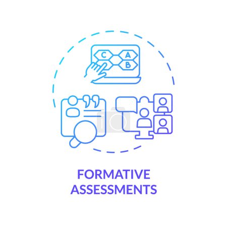 Illustration for 2D gradient icon formative assessments concept, simple isolated vector, MOOC blue thin line illustration. - Royalty Free Image