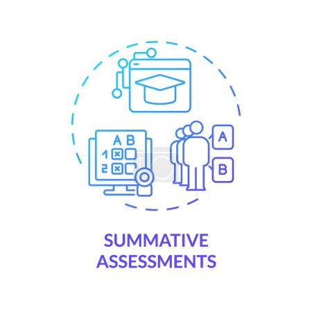 Illustration for 2D gradient icon summative assessments concept, simple isolated vector, MOOC blue thin line illustration. - Royalty Free Image