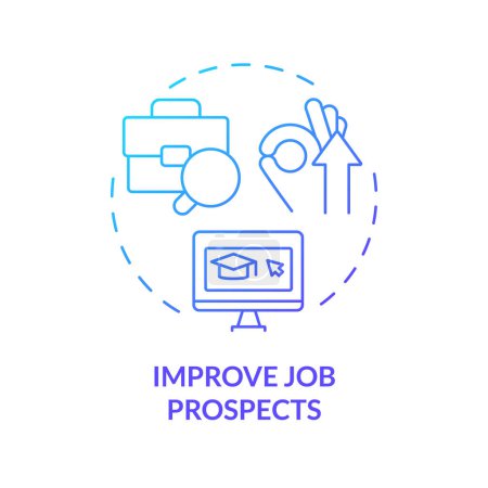 Illustration for 2D gradient icon improve job prospects concept, simple isolated vector, MOOC blue thin line illustration. - Royalty Free Image