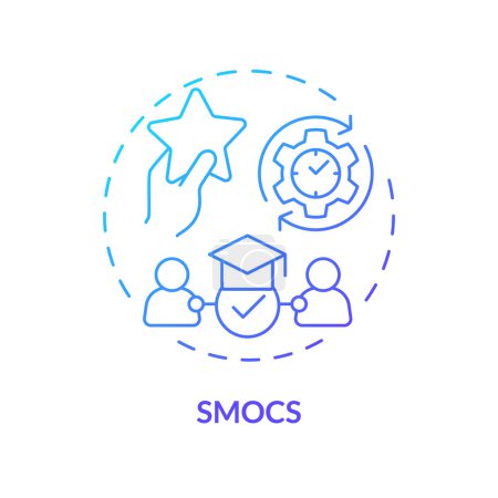 Téléchargez les illustrations : Icône de dégradé 2D Concept SMOCs, vecteur isolé simple, illustration de ligne mince bleue MOOC. - en licence libre de droit