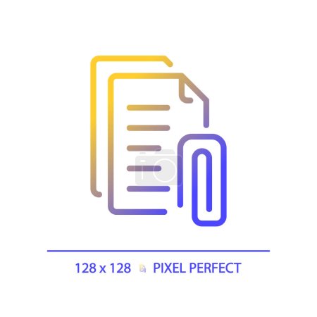 Ilustración de Icono de archivo adjunto de gradiente perfecto de píxel 2D, vector aislado, ilustración de documento de línea delgada. - Imagen libre de derechos