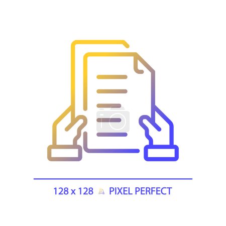 Téléchargez les illustrations : Icône de lettre de proposition de dégradé parfait de pixel 2D, vecteur isolé, illustration de document de ligne mince. - en licence libre de droit