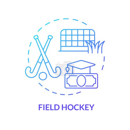Illustration for 2D field hockey thin line gradient icon concept, isolated vector, illustration representing athletic scholarship. - Royalty Free Image