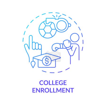 Illustration for 2D college enrollment thin line gradient icon concept, isolated vector, illustration representing athletic scholarship. - Royalty Free Image